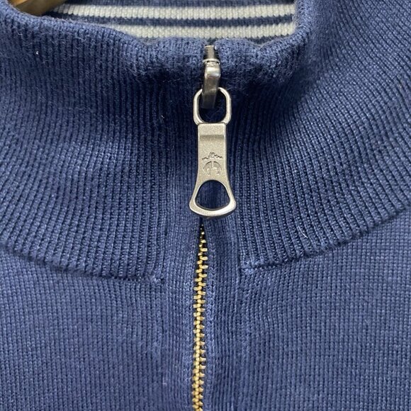 Brooks Brothers Supima Cotton 1/4 Zip Mock Neck Pullover Sweater Men Large Navy - Picture 6 of 13